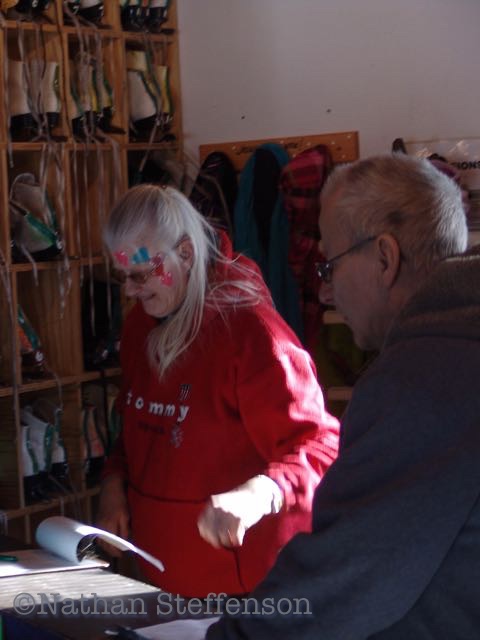 Jenny and Mike working on ice skate barrowing